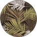 Yarpeq Premium Tropical Palm Tree Leaves 6 7 Round Indoor Outdoor Area Rug Brown/Green Stain Fade Resistant Rug For Patio Porch Lanai Pool Kitchen Bedroom