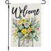 Spring Floral Garden Flag Mason Jar 12x18 Inch Double Sided Small Burlap Seasonal Holiday Flag for Outside Yard Welcome CF1377-12