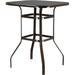 Patio Bar Height Table Square Wrought Iron Glass High Bar Table for Porch Balcony Backyard Outdoor Garden Furniture Ideal for Home and Business Black Tempered Glass Matte Brown Frame