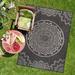 ONKER Outdoor Rug - Modern Area Rugs for Indoor and Outdoor patios Kitchen and Hallway mats - Washable Outside Carpet (5x7 Medallion - Dark Grey/Light Grey)