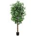 Artificial Ficus Tree Tall Fake Ficus Silk Tree with Natural Wood Trunk in Plastic Nursery Pot for Indoor Outdoor House Living Room Office Garden Decor