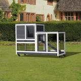 Zateety Removable Tray Ramp wooden outdoor rabbit hutch small animal coop with running cage with Enclosed Run with Wheels Ramp Removable Tray Ideal