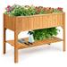 YeSayH Raised Garden Bed Wood Planter Box with Storage Shelf and for Vegetables Flowers & 2-Tier Elevated Garden Planter Bed for Backyard Patio Balcony Greenhouse 47 x 22.5 x 35.5