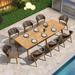 durable LEAF Patio Dining Set of 9 All-Weather Metal Table Chair Set Patio Rattan Furniture Set for Backyard Garden Outdoor Dining Set