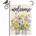 Spring Garden Flag 12.5 x 18 Inch Floral Mason Jar Welcome Double Sided Decorative Flag for Outside Yard Lawn Outdoor Decoration GB018-12