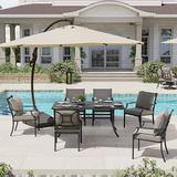 simple patio 7 Pieces Outdoor Dining Set Patio Dining Furniture Set with 6 Patio Swivel Dining Chairs and 1 Rectangular Dining Table Patio Dining Set for 6