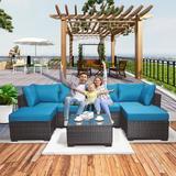 Outdoor Garden Patio Furniture 7-Piece PE Rattan Wicker Cushioned Sofa Sets and Coffee Table patio furniture set;outdoor couch;outdoor couch patio furniture;outdoor sofa;patio couch