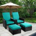 simple BAIJIAWEI 5PCS Outdoor Patio Furniture Set - Wicker Loveseat Sofa with Adjustable Backrest Coffee Table Ottoman - Rattan Lounge Chair for Garden Beach Poolside Balcony Backya