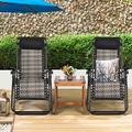 leecrd Patio Rattan Zero Gravity Lounge Chair Folding Recliner Headrest Mix Grey