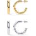 PAVOI 14K Gold Plated Lightweight Chunky Open Hoops for Women | Trendy Gold Hoop Earrings