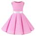 Tengma Toddler Girls Dresses Big Kids Round Neck Sleeveless Dress Wide Hem Large Dresses Party Wedding Prom Dresses Princess Dresses Pink 110