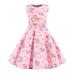 Tengma Toddler Girls Dresses Children Kids Sleeveless Gown Dress Floral Print Crew Neck A Line Princess Dresses Wedding Party Princess Dress Pageant Gown Pink XL