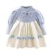 ZMHEGW Dresses for Toddler Girls Kids Child Baby Long Sleeve Patchwork Bowknot Sweater Princess Outfits Dress