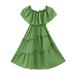 Tengma Toddler Girls Dresses Big Kids Dress Strapless Knee Length Chiffon Long Maxi Dress Middle And Beach Dress Princess Dresses Green 160