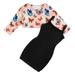 Toddler Baby Girls Outfit Long Sleeve Butterfly Prints Pullover Tops Solid Slip Dress 2PCS Outfits Little Girls Trendy Casual Clothes Set