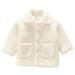 QUYUON Toddler Fleece Jackets Baby Girls Button-Down Collared Neck Lapel Long Sleeve Shirts with Pockets Quilted Lightweight Jackets Winter Warm Down Coat Outerwear Beige 7T