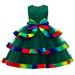 ZMHEGW Toddler Girls Dresses Child Sleeveless Ruffles Bowknot Pageant Birthday Party Kids Rainbow Gown Princess Dress