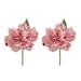 2Pcs Artificial Peony Flower Single Branch Forever Blooming Realistic Home Decoration Wedding Accessory Simulated Flower-Pink