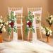 ACMDL Set Wedding Chair Decorations Aisle Pew Artificial Flowers With 2Pcs 98.4in Hanging Chiffon Fabric Cream For Ceremony Reception Floral Faux Backdrop Rose Arrangement Party Outdoor