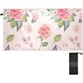 Bestwell Watercolor Roses Summer Garden Flowers Pink Flowers Beach Towel 30 x 60 Quick Dry Bath Towel Super Absorbent Lightweight Travel Towel for Beach Yoga Swim Sport Camping Holiday