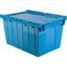 X 15.2 X 12.8â€� (3 Pack) Storage Tote Distribution Container With Hinged Attached Lid Blue