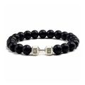 GHYJPAJK TPALPKT Natural Black Volcanic Lava Stone Dumbbell Bracelet Black Matte Beads Gym Bracelets Lava Rock Bracelet Natural Stone For Women Men Fitness Barbell Jewelry Gifts