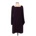 Ann Taylor Casual Dress - Midi: Burgundy Solid Dresses - Women's Size 4