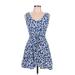 B. Darlin Casual Dress - Fit & Flare: Blue Floral Motif Dresses - Women's Size 11