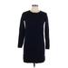 Everlane Casual Dress - Sweater Dress Crew Neck 3/4 sleeves: Blue Solid Dresses - Women's Size Large