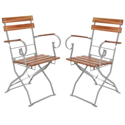 Lex 2er-Set Gartensessel Armlehne Biergartensessel Gartenstuhl Akazienholz klappbar : 2er-Set Image
