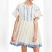Free People Dresses | Free People Santiago Embroidered Mini Endless Summer Dress Size Xs | Color: Blue/Cream | Size: Xs