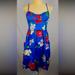 American Eagle Outfitters Dresses | Aeo Lt. Wt. Sleeveless Floral Sundress W/Pockets & Criss-Cross Back| Padded| Xs | Color: Blue/Red | Size: Xs