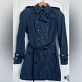 Burberry Jackets & Coats | Burberry London Womans Double Breasted Plaid Lined With Belt Trench Coat Jacket | Color: Blue/Tan | Size: 6