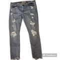 Levi's Jeans | Levis 711 Skinny, High Rise Distressed Fringe Denim Jeans Womens Size 32 | Color: Blue | Size: 32