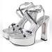 Michael Kors Shoes | Michael Kors Paola 125mm Metallic Leather Platform Sandals 6 | Color: Silver | Size: 6