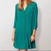 Anthropologie Dresses | Maeve Anthropologie Small Petite Green Drop Waist Dress Ruffles Quilted Pleated | Color: Green | Size: Sp