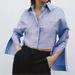 Zara Tops | Long Sleeve Crop Top Zara | Color: Blue/White | Size: S