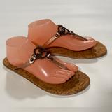 Michael Kors Shoes | Michael Kors Mk Charm Thong Jelly Cork Sandals Sz 11 Rose Gold Flip Flops | Color: Gold/Pink | Size: 11