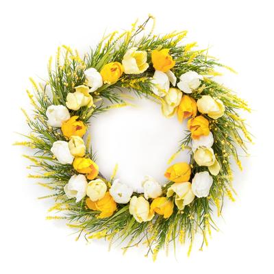 Spring Tulip And Forsythia Floral Wreath 21
