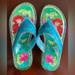 Disney Shoes | Disney Little Mermaid Ariel Sequin Flip Flops Sz13/1 | Color: Blue/Green | Size: 13g