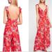 Free People Pants & Jumpsuits | Free People Be The One Floral Pant Jumpsuit Wide Leg Red Combo | Color: Pink/Red | Size: 0