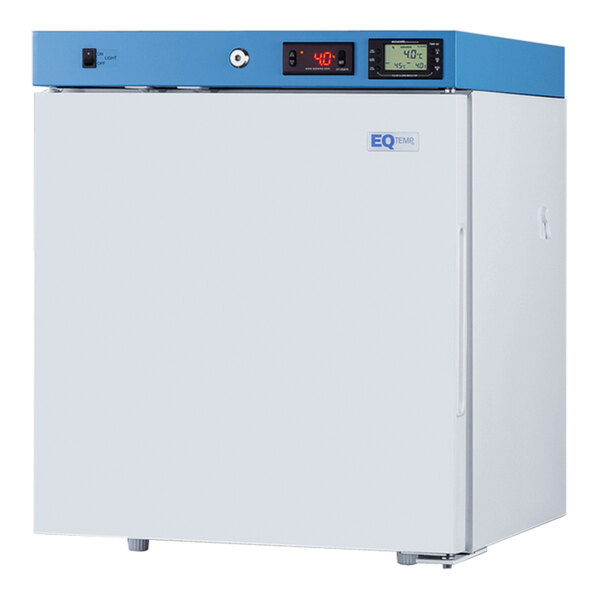 Summit Appliance ACR161WNSF456 EQTemp ACR Series 1.58 Cu. Ft. White / Blue Compact Reach-In Medical Refrigerator with Temperature-Monitored Vaccine Storage - 115V