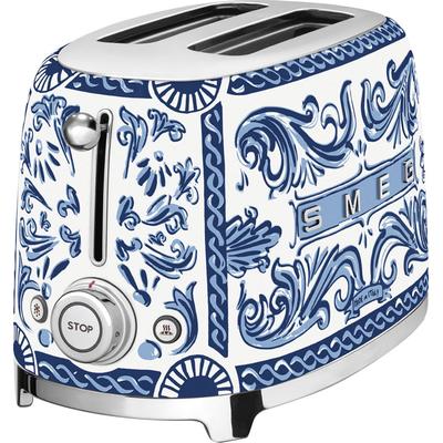 SMEG DOLCE & GABBANA Toaster "TSF01DGBEU", blau (blau mediterraneo), B:33cm H:20cm T:30cm, Toaster, Limited Edition Dolce & Gabbana Blue Mediterraneo