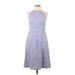 Ann Taylor LOFT Casual Dress - A-Line: Blue Dresses - Women's Size 12 Petite