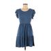 Olivia Rae Casual Dress - Fit & Flare: Blue Solid Dresses - Women's Size Medium