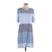 Calvin Klein Casual Dress - Shift: Blue Stripes Dresses - Women's Size Large