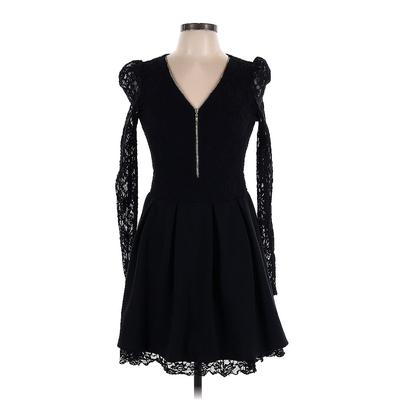 Guess Casual Dress Plunge Long Sleeve: Black Dresses - Women's Size Large