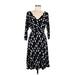 White House Black Market Casual Dress - Wrap V-Neck Long sleeves: Black Dresses - Women's Size 8