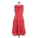 London Times Casual Dress - Fit & Flare: Red Jacquard Dresses - Women's Size 10