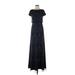 Adrianna Papell Casual Dress: Blue Chevron/Herringbone Dresses - Women's Size 0